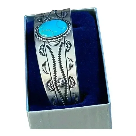 Montana Silversmiths Into The Blue Silver And Turquoise Cuff Bracelet. New